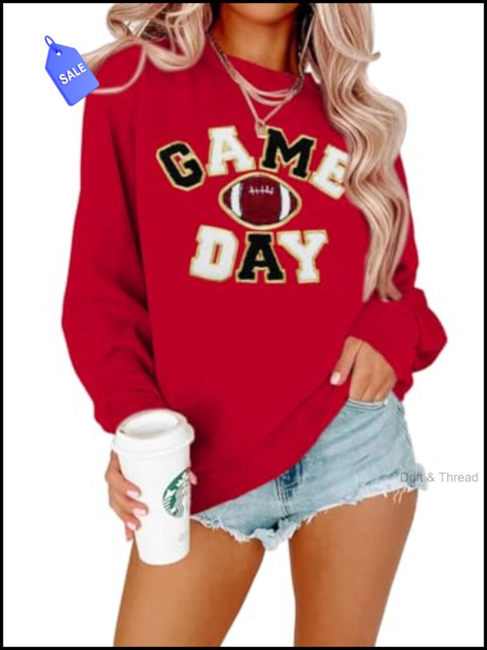 Sunday Funday Football Graphic Sweatshirt Crew Neck Pullover Game Day